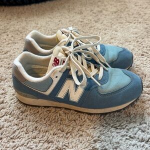 New Balance Kids Light Blue and White Sneakers
